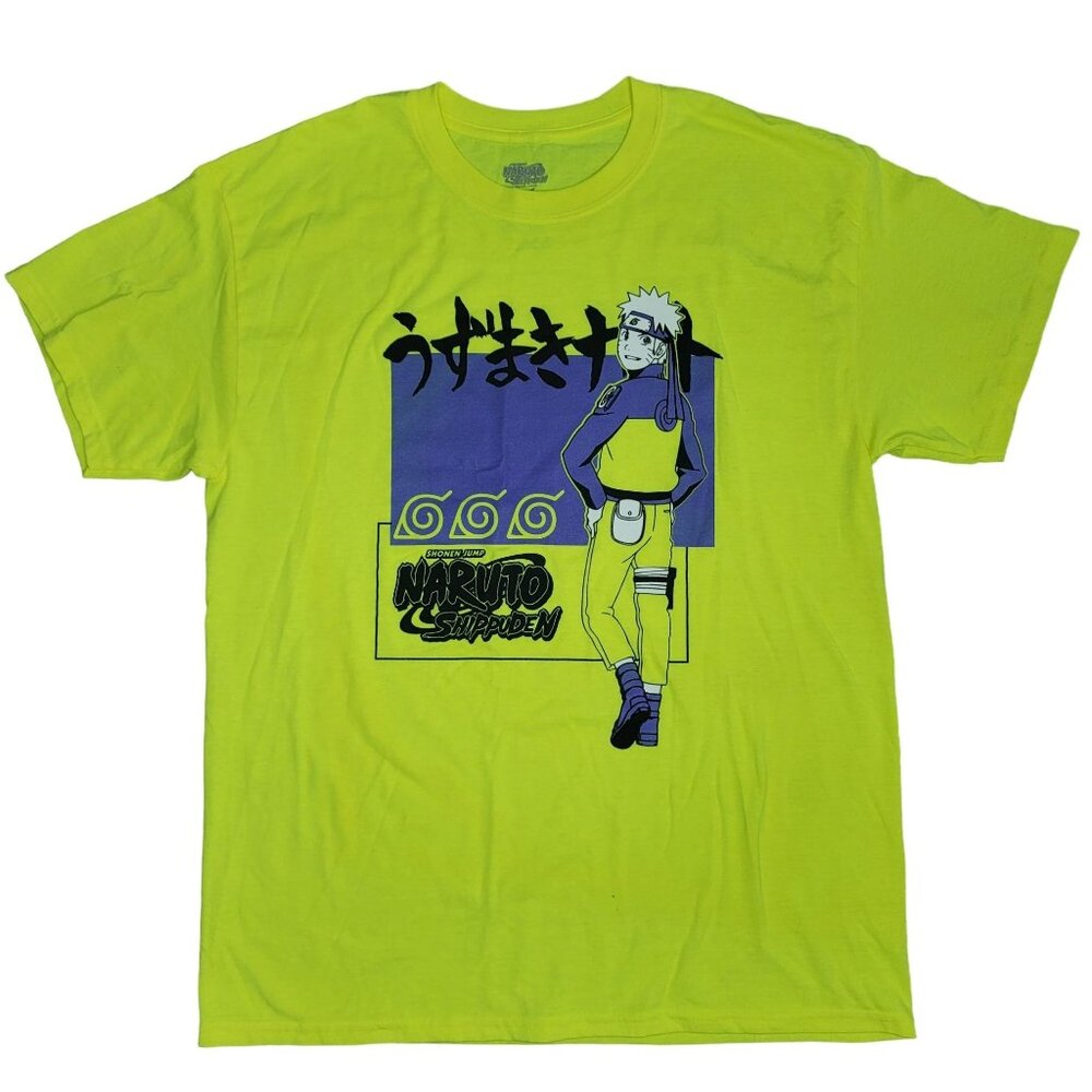 Naruto Shippuden T-Shirt Mens Size Large Ripple Junction Neon Yellow Tee